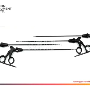 29 4pcs German Laparoscopic Maryland Dissector , Fenestrated , Plain Grasper & Metzenbaum Curved Scissor 5mm x 330mm